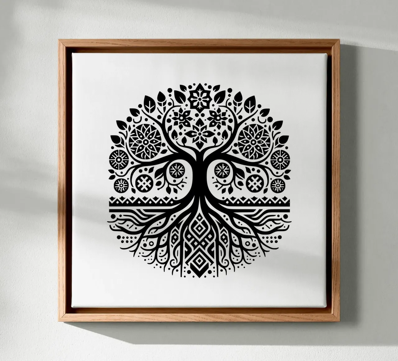 Albero della vita in bianco e nero tela con Cornice a cassetta da Spiritual Touch
