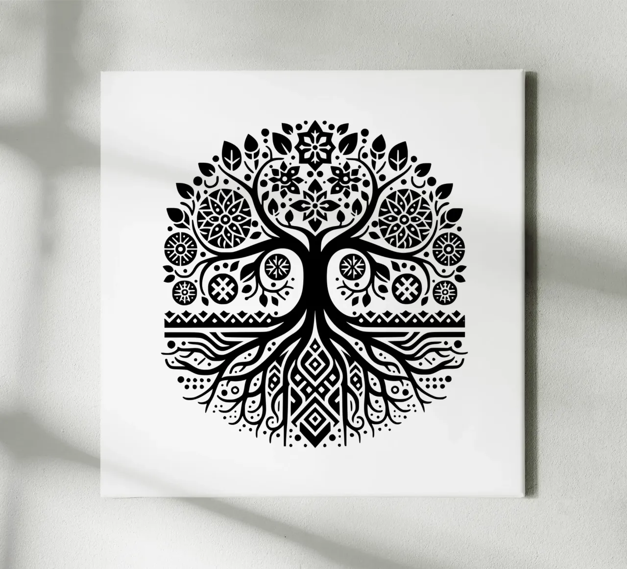 Albero della vita in bianco e nero tela con Cornice a cassetta da Spiritual Touch
