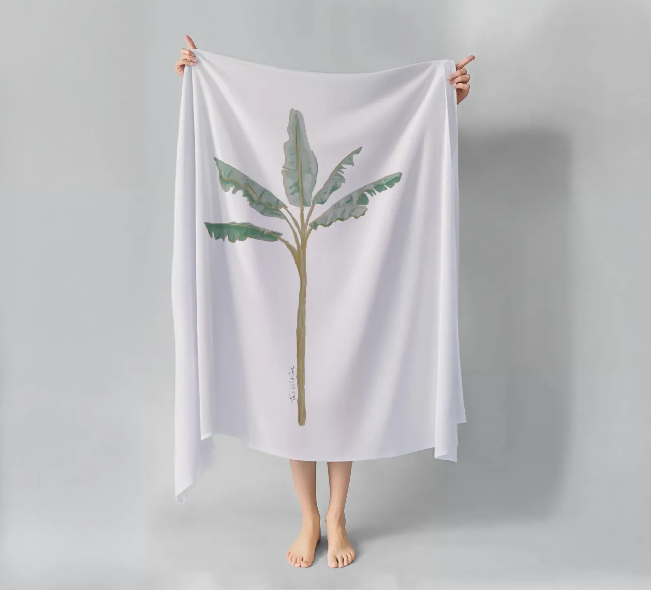 Banana Tree Plant Boho Minimalista Illustrazione ad acquerello telo mare da This Wild Soul - Illustration