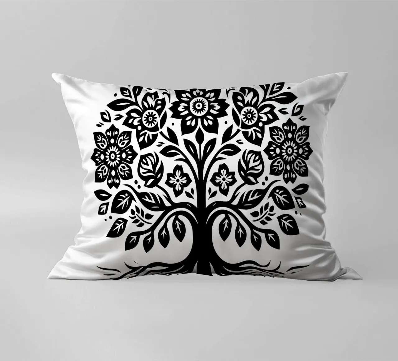 Albero della vita in bianco e nero cuscino da Spiritual Touch
