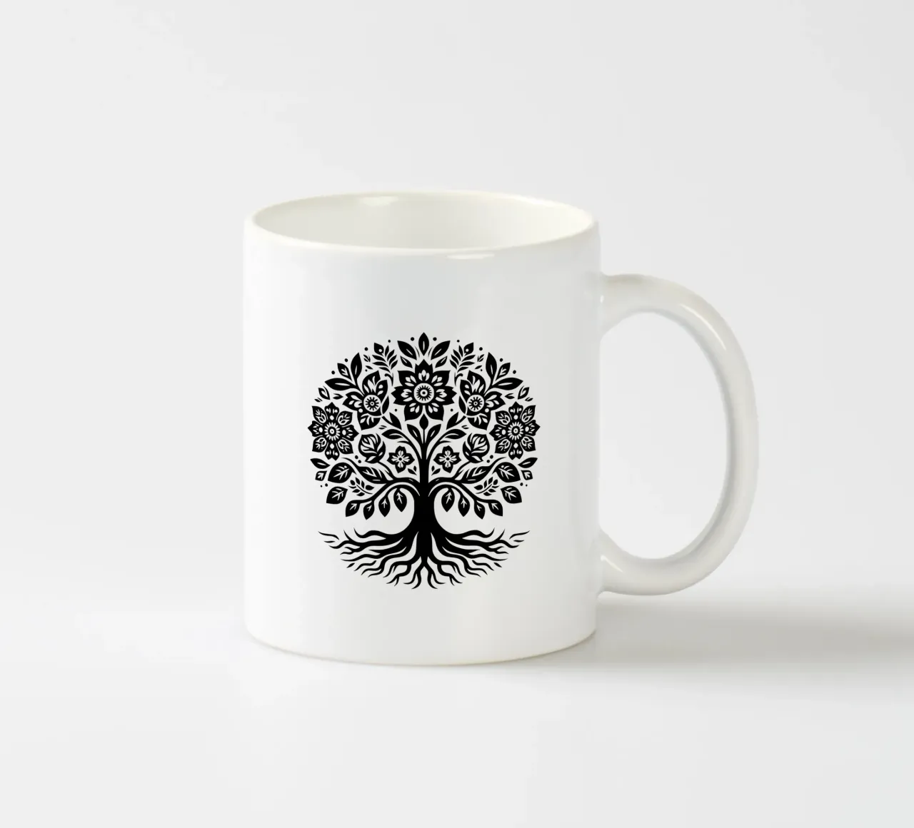 Albero della vita in bianco e nero tazza in ceramica da Spiritual Touch