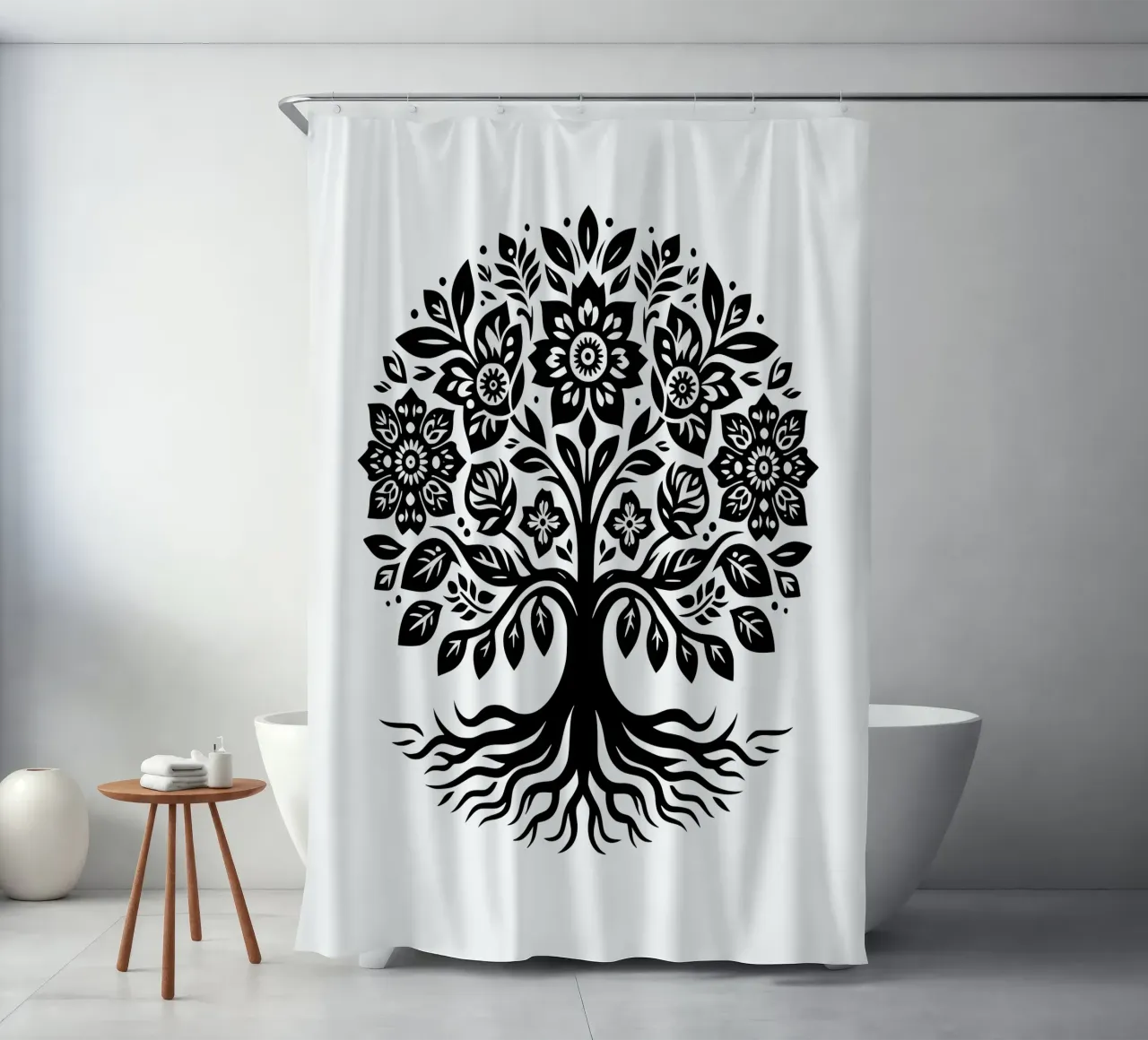 Albero della vita in bianco e nero tenda da doccia da Spiritual Touch