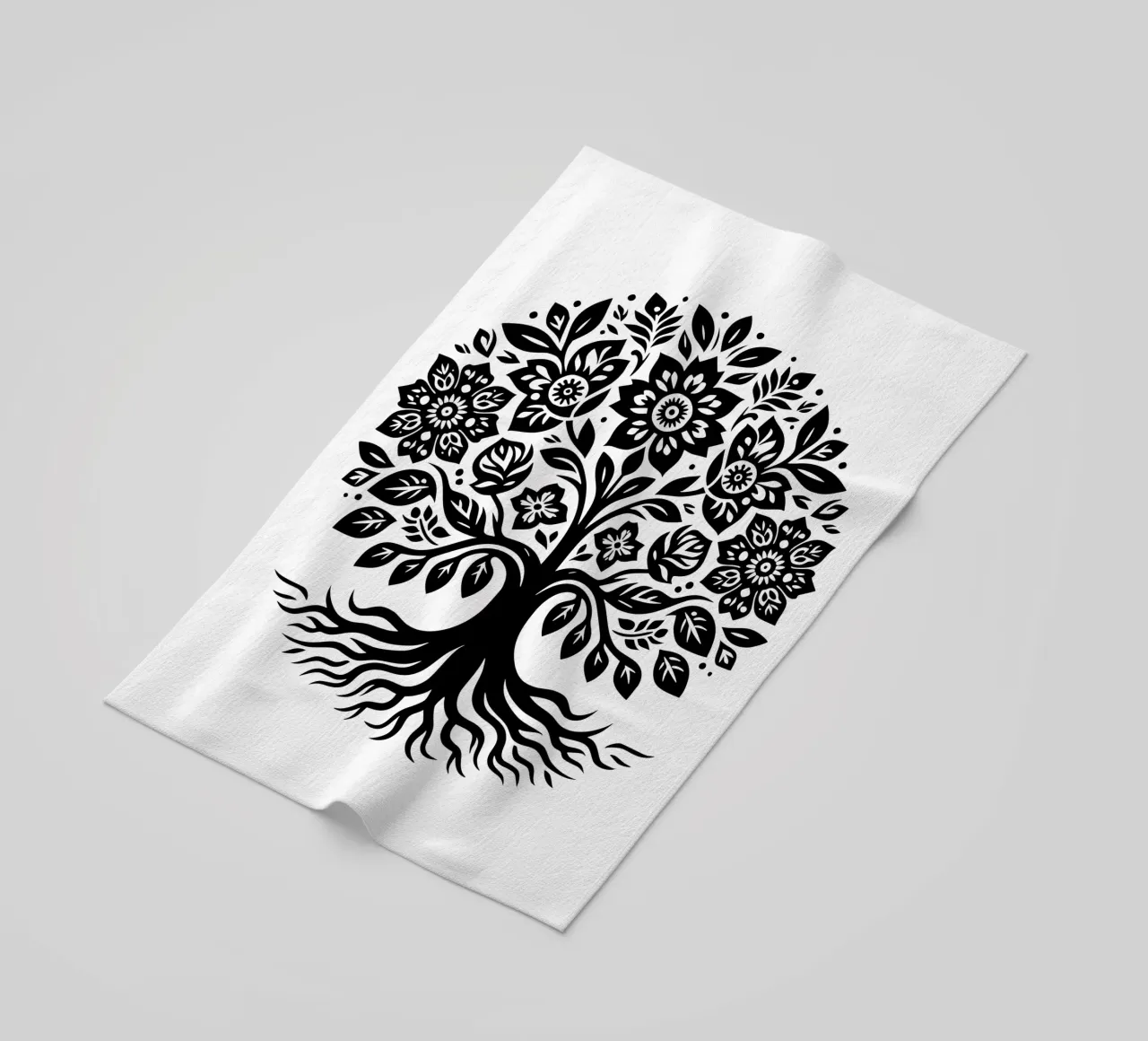 Albero della vita in bianco e nero telo mare da Spiritual Touch