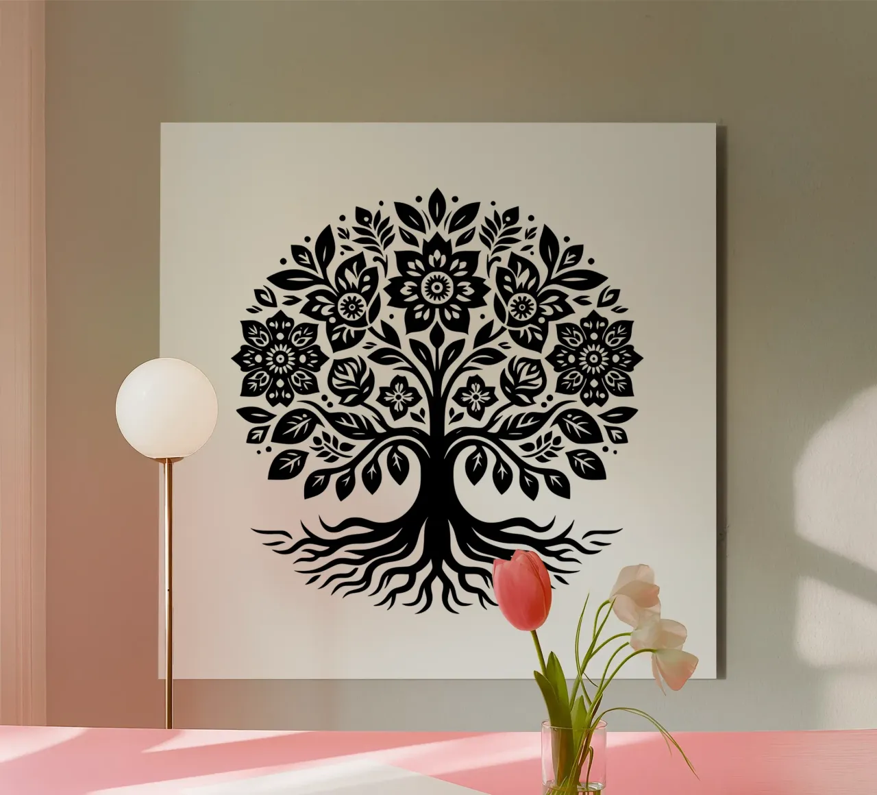 Albero della vita in bianco e nero pannello forex da Spiritual Touch