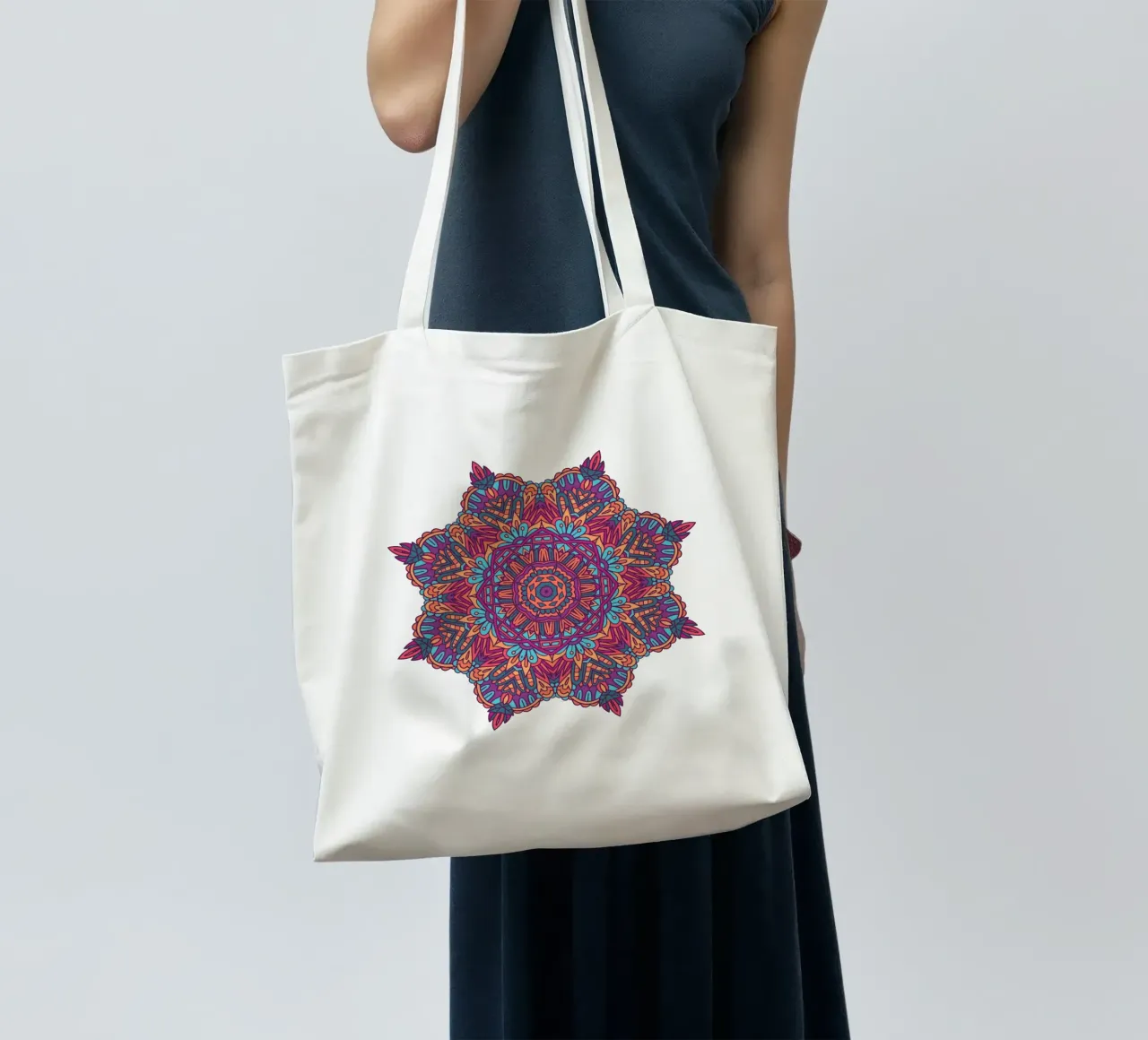 Mandala colorato e intricato borsa in juta da Spiritual Touch