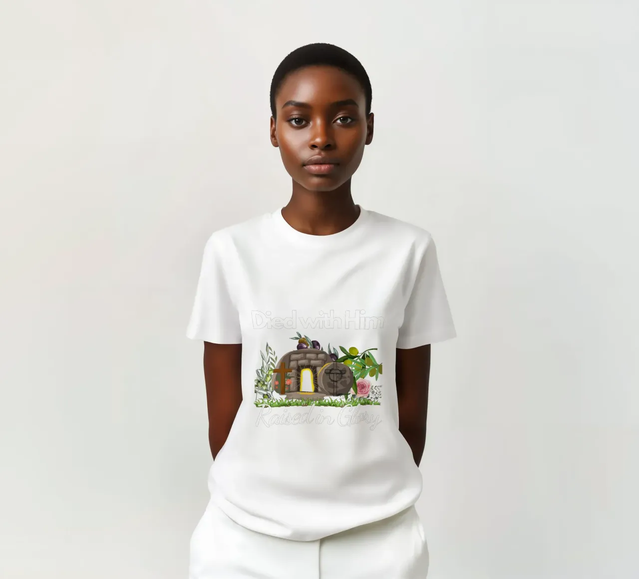 Mit ihm gestorben, auferstanden in der Herrlichkeit, lebendig mit neuem Leben in Christus T-Shirt von Lionandlamb