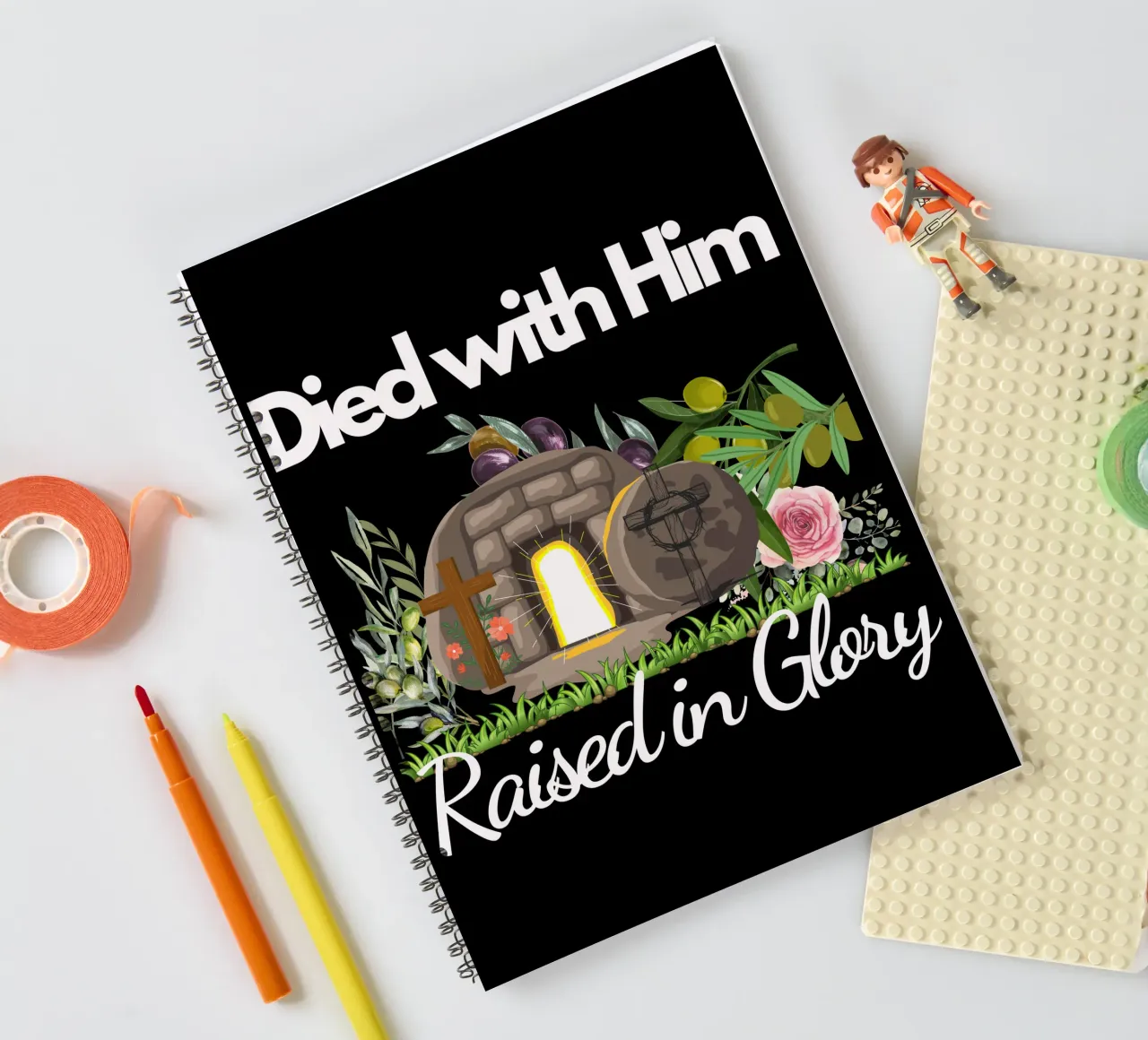 Died with Him Raised in Glory Alive with New Life in Christ spiral notebook by Lionandlamb