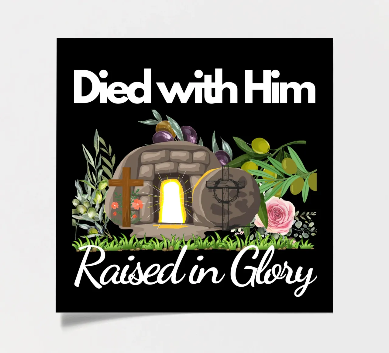 Mit ihm gestorben, auferstanden in der Herrlichkeit, lebendig mit neuem Leben in Christus Stickerbogen von Lionandlamb