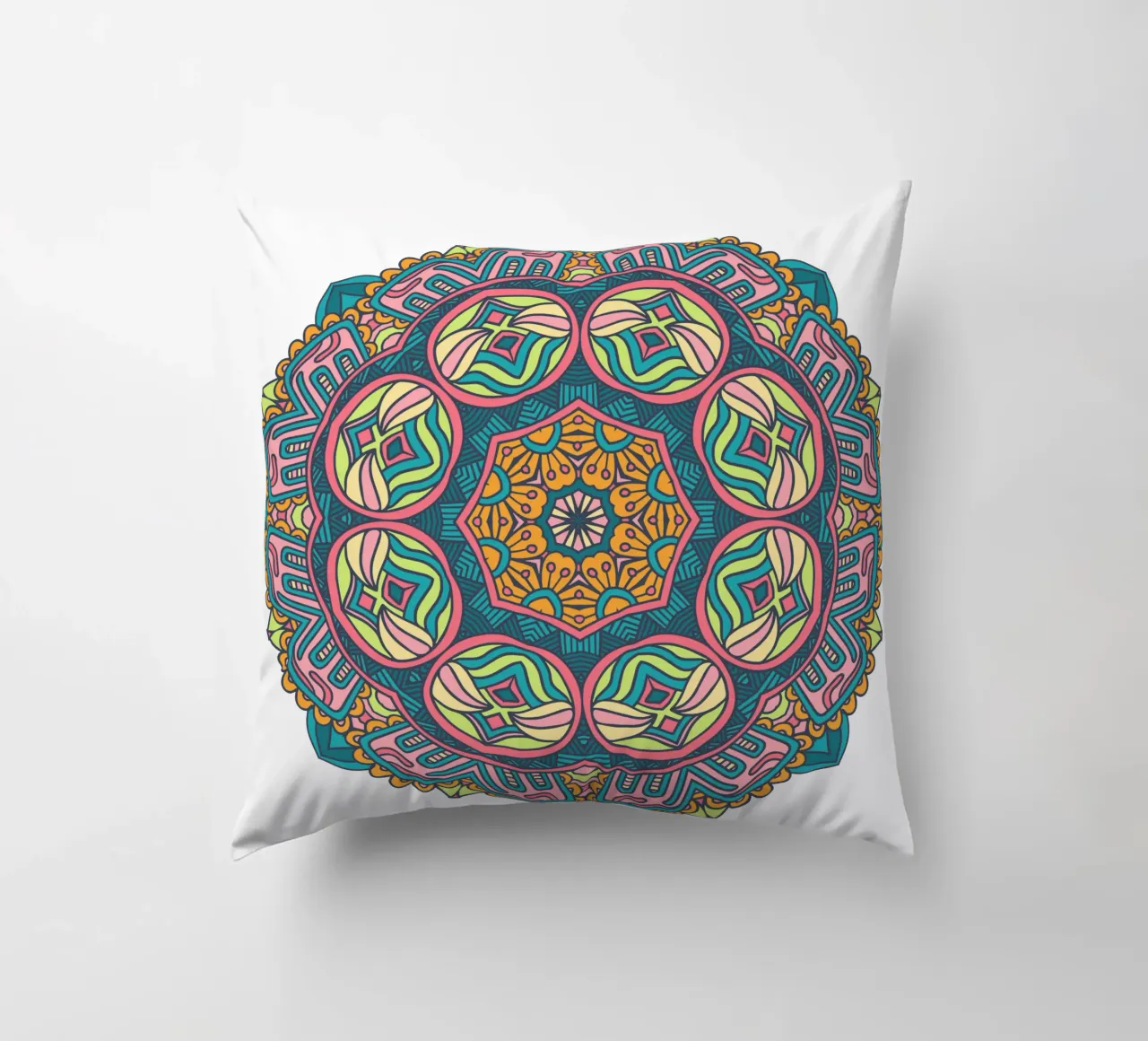 Mandala colorato e intricato cuscino da Spiritual Touch