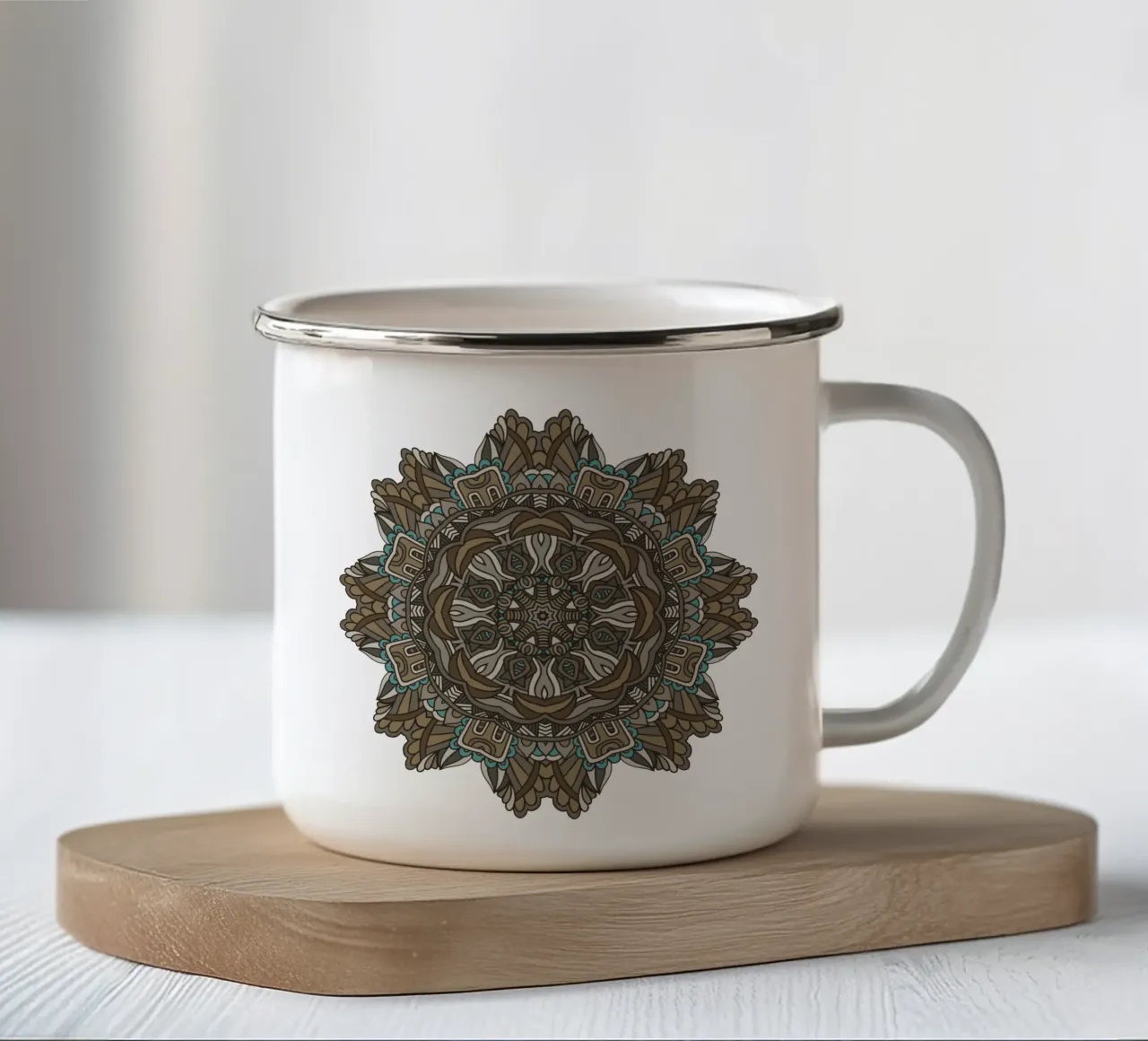 Mandala colorato e intricato tazza in smalto da Spiritual Touch