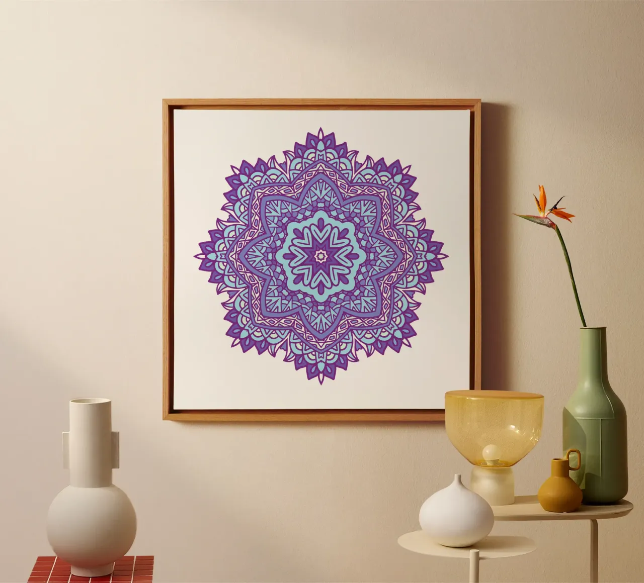 Mandala colorato e intricato tela con Cornice a cassetta da Spiritual Touch