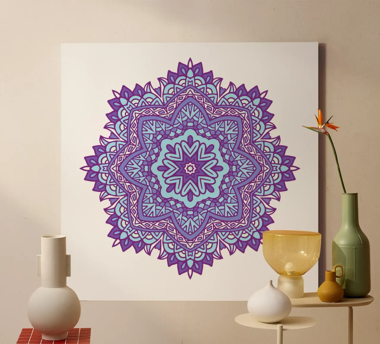 Mandala colorato e intricato tela con Cornice a cassetta da Spiritual Touch