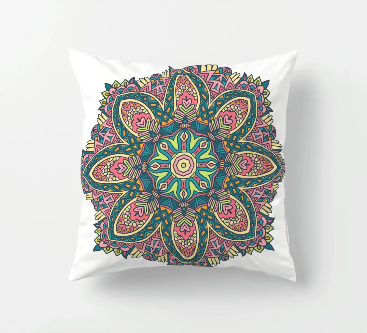 Mandala colorato e intricato cuscino da Spiritual Touch