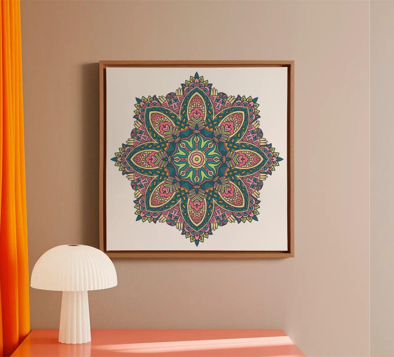 Mandala colorato e intricato tela con Cornice a cassetta da Spiritual Touch