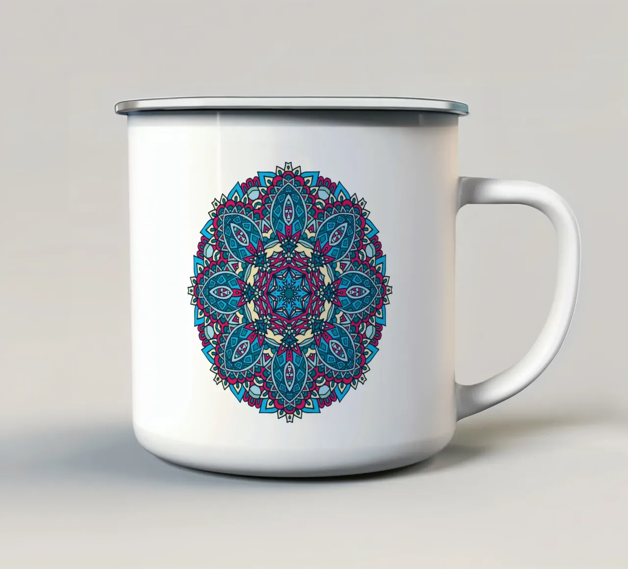 Mandala colorato e intricato tazza in smalto da Spiritual Touch