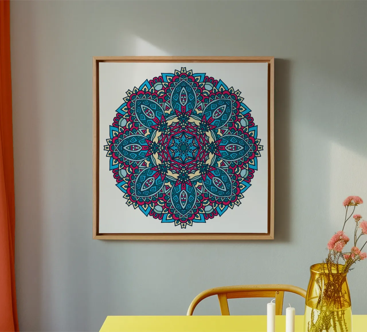 Mandala colorato e intricato tela con Cornice a cassetta da Spiritual Touch