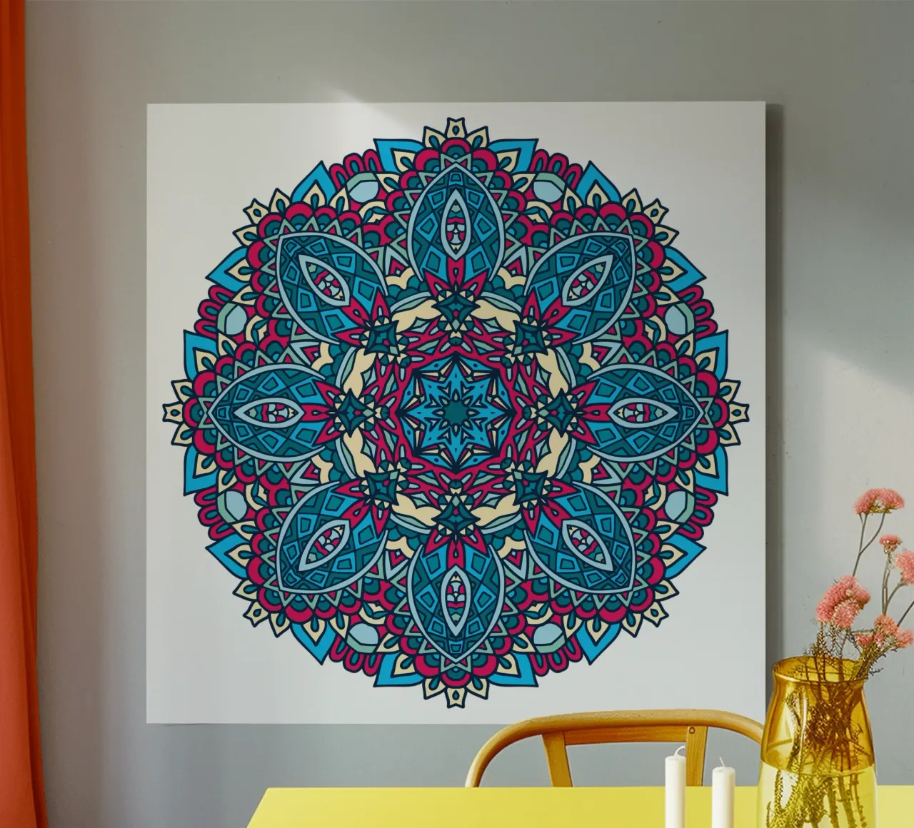 Mandala colorato e intricato tela con Cornice a cassetta da Spiritual Touch