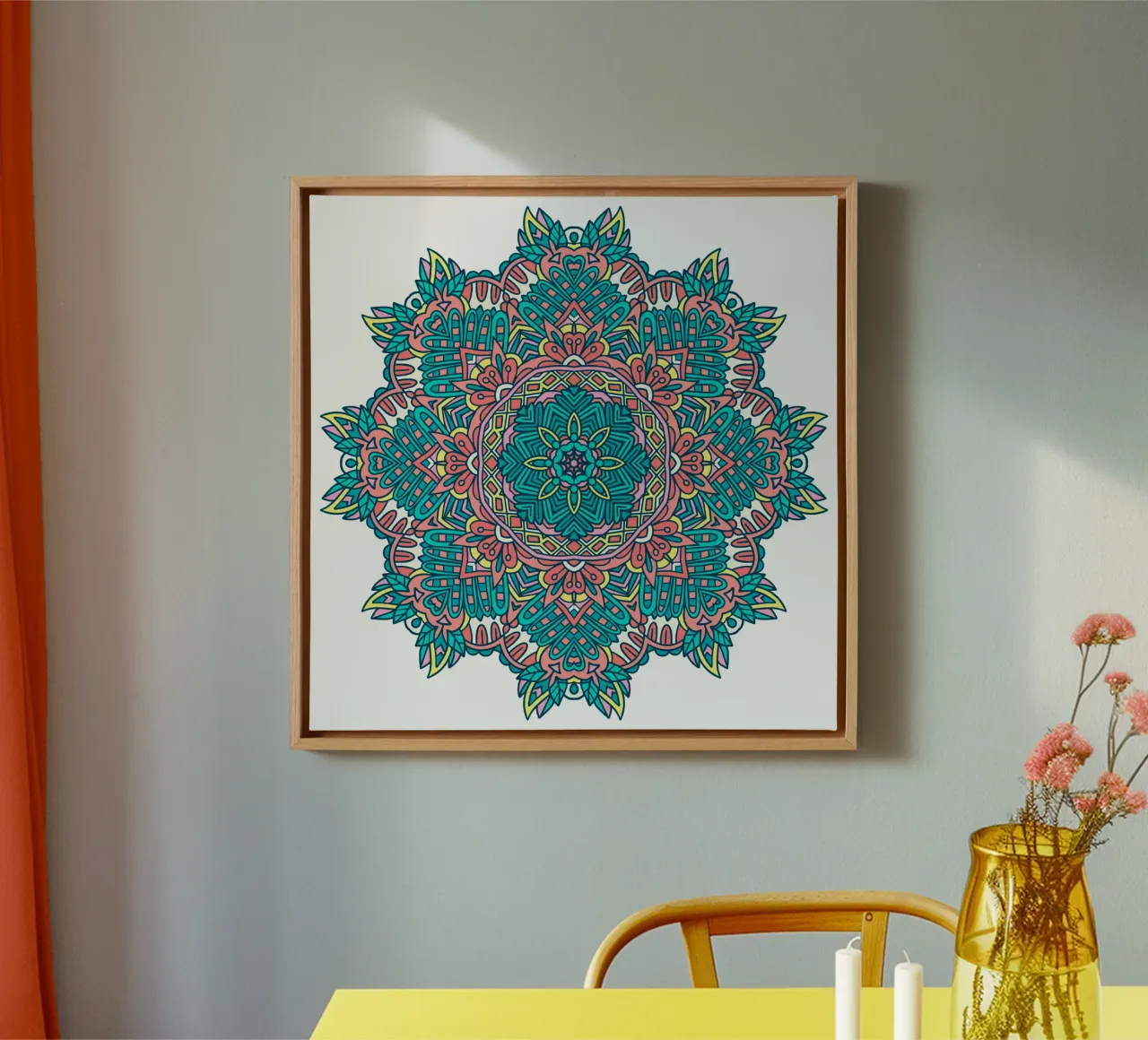 Mandala colorato e intricato tela con Cornice a cassetta da Spiritual Touch