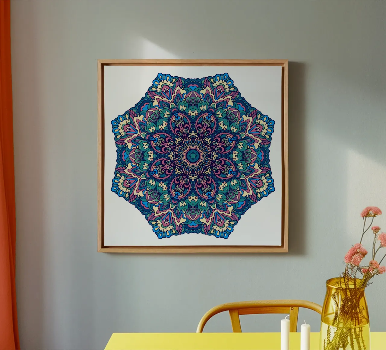 Mandala colorato e intricato tela con Cornice a cassetta da Spiritual Touch