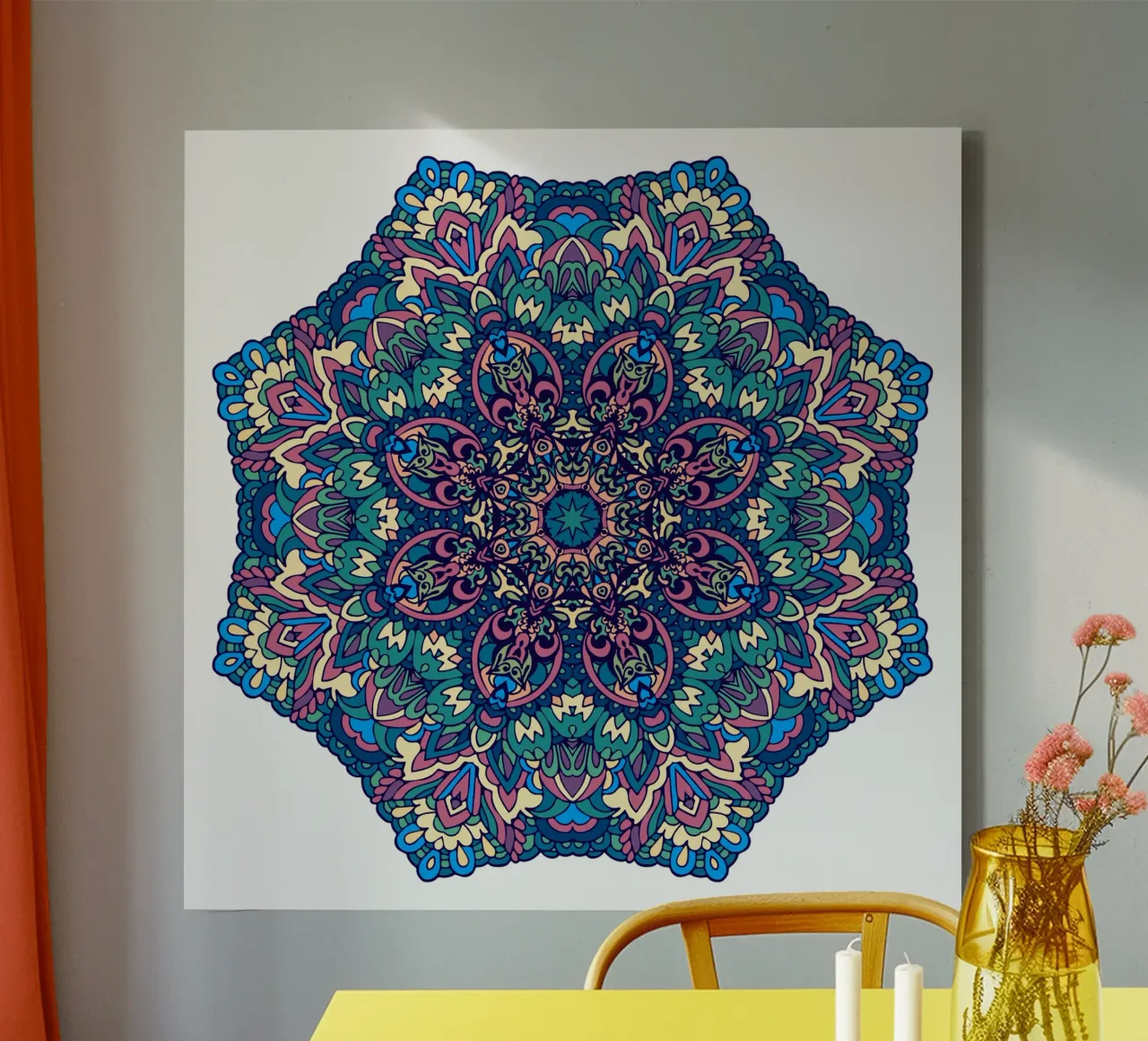 Mandala colorato e intricato tela con Cornice a cassetta da Spiritual Touch