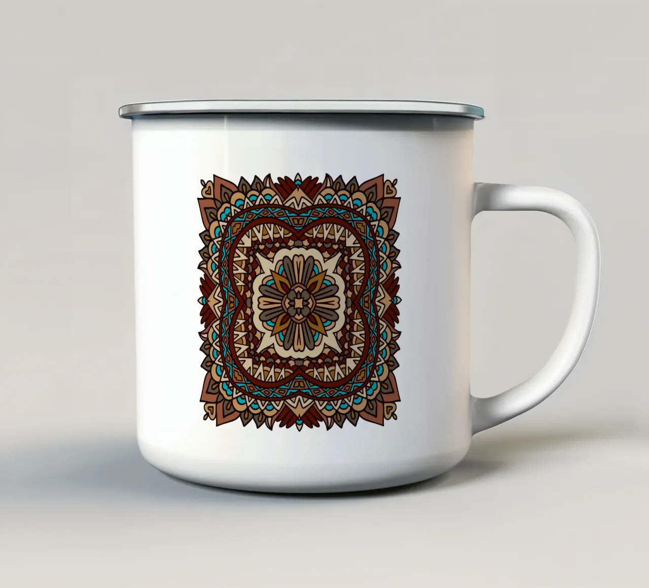 Mandala colorato e intricato tazza in smalto da Spiritual Touch
