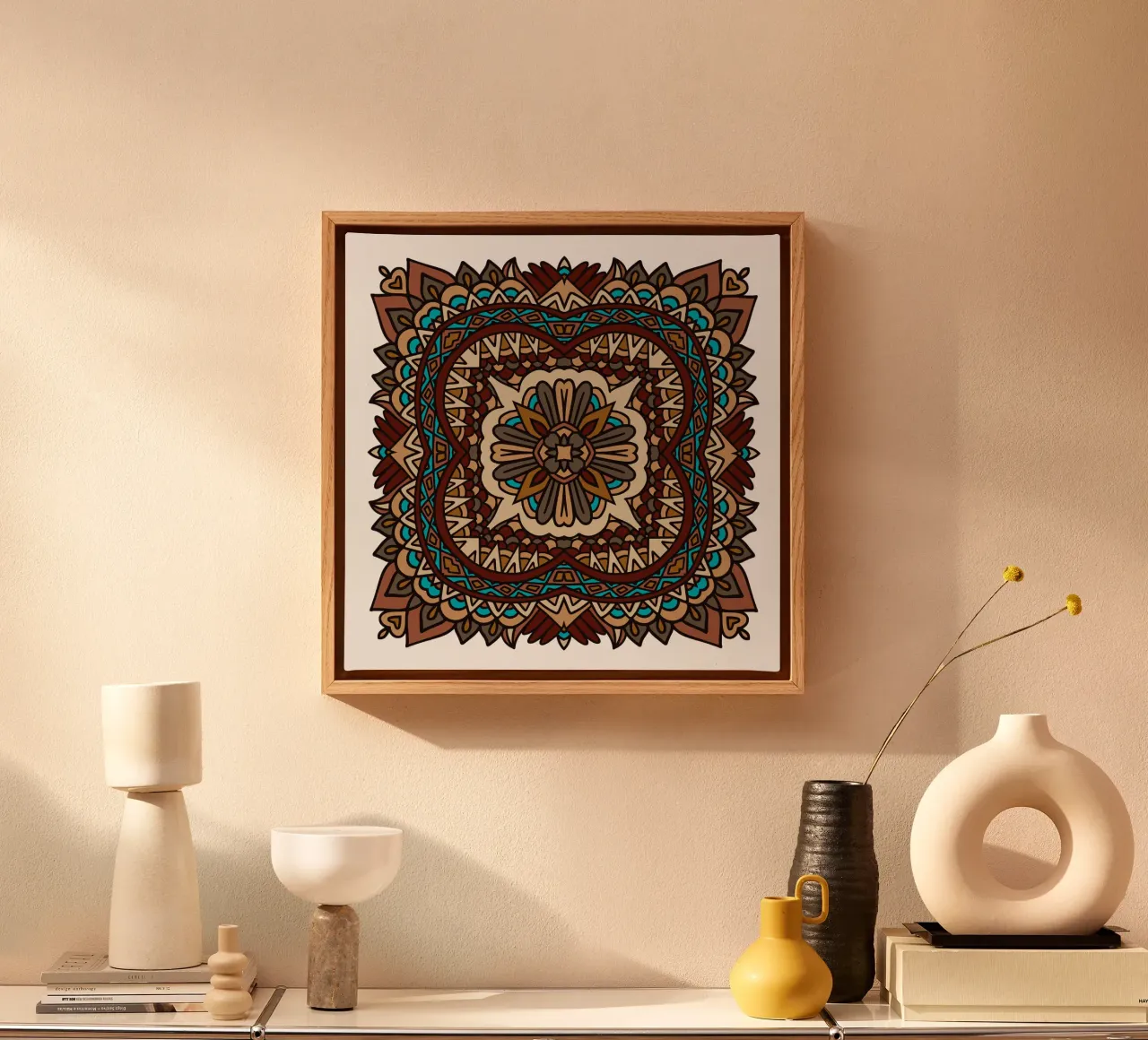 Mandala colorato e intricato tela con Cornice a cassetta da Spiritual Touch