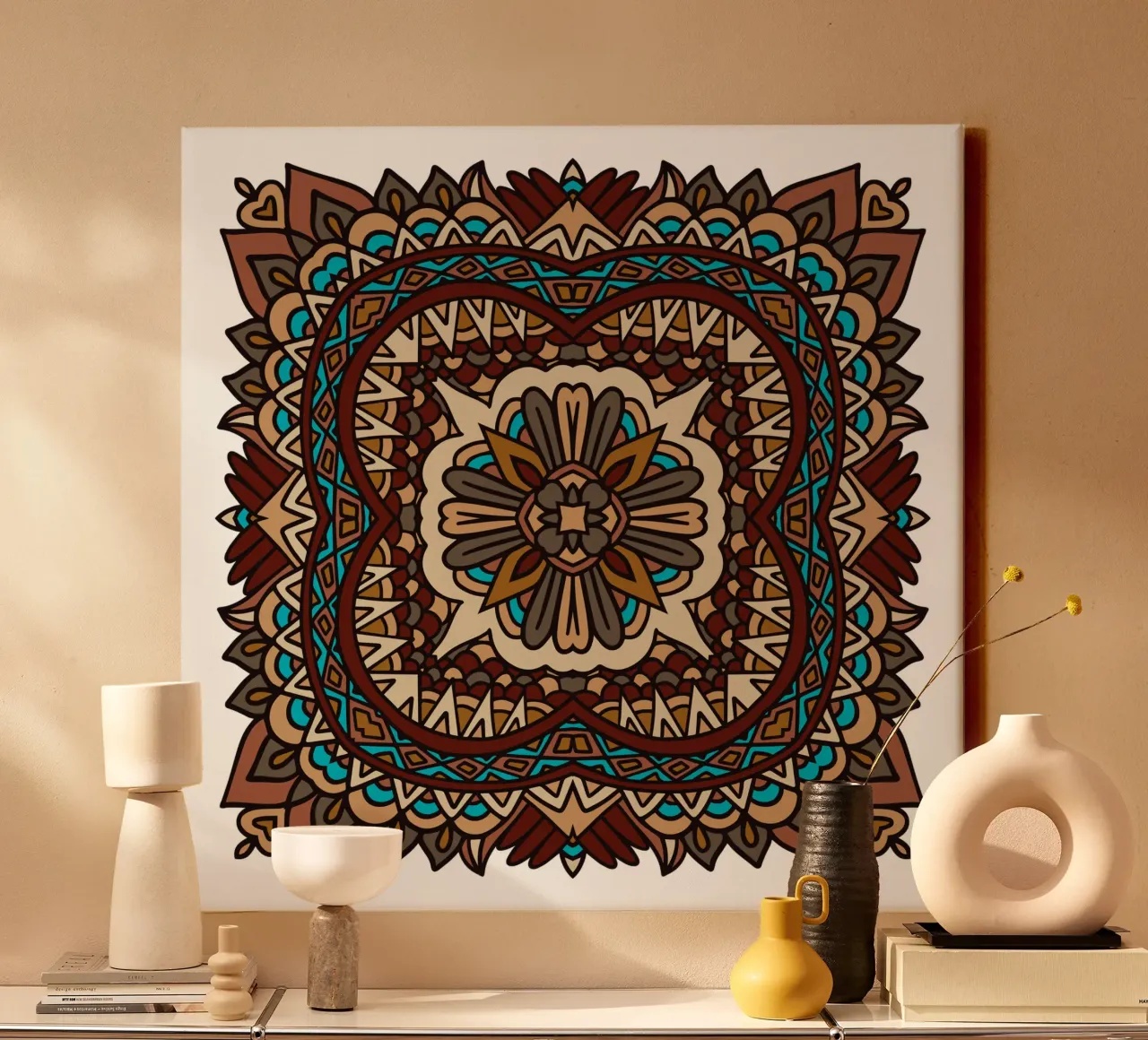 Mandala colorato e intricato tela con Cornice a cassetta da Spiritual Touch