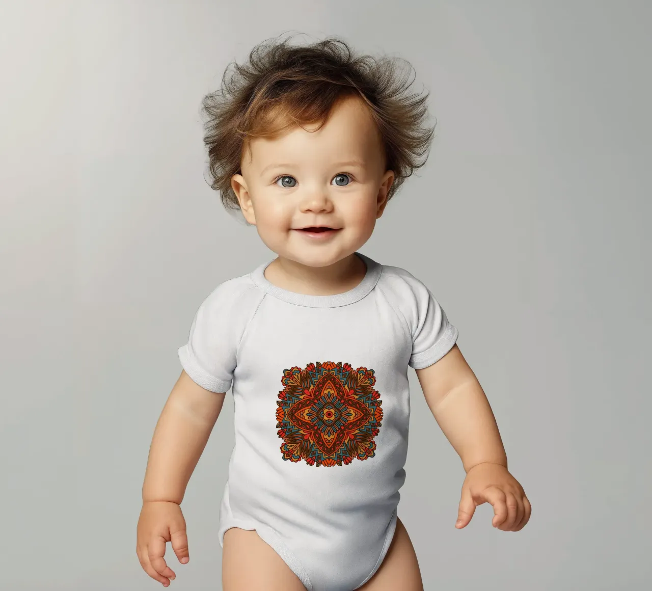 Mandala colorato e intricato body neonato maniche corte da Spiritual Touch