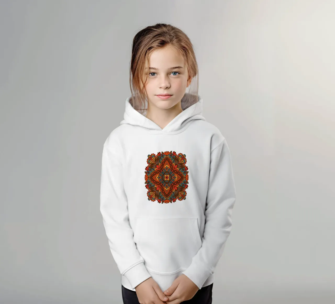 Mandala colorato e intricato felpa bambino con cappuccio da Spiritual Touch