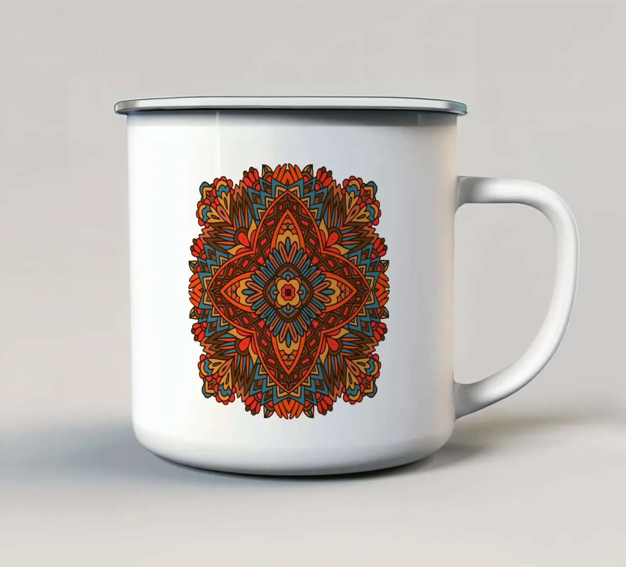 Mandala colorato e intricato tazza in smalto da Spiritual Touch