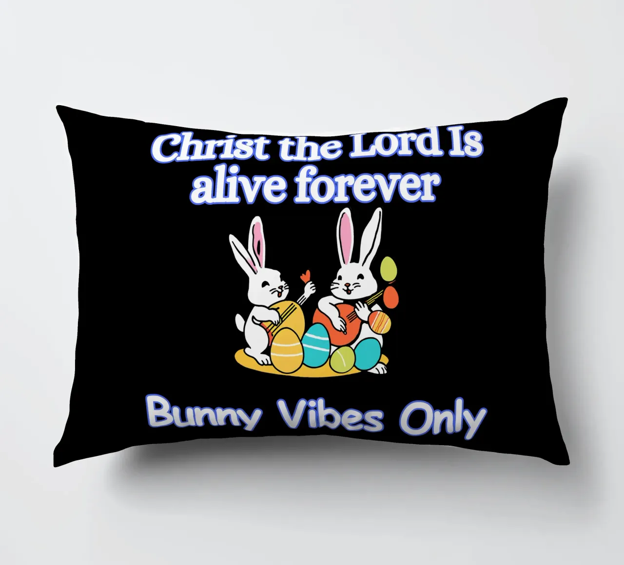 Christ the Lord is Alive Bunny Vibes Only Forever decorative cushion by Lionandlamb