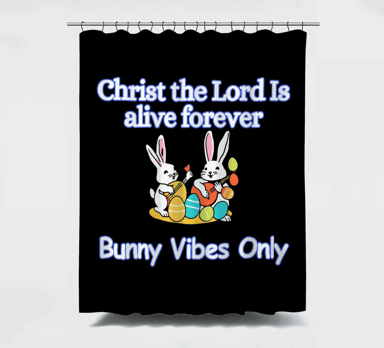 Christ the Lord is Alive Bunny Vibes Only Forever cortina de baño de Lionandlamb
