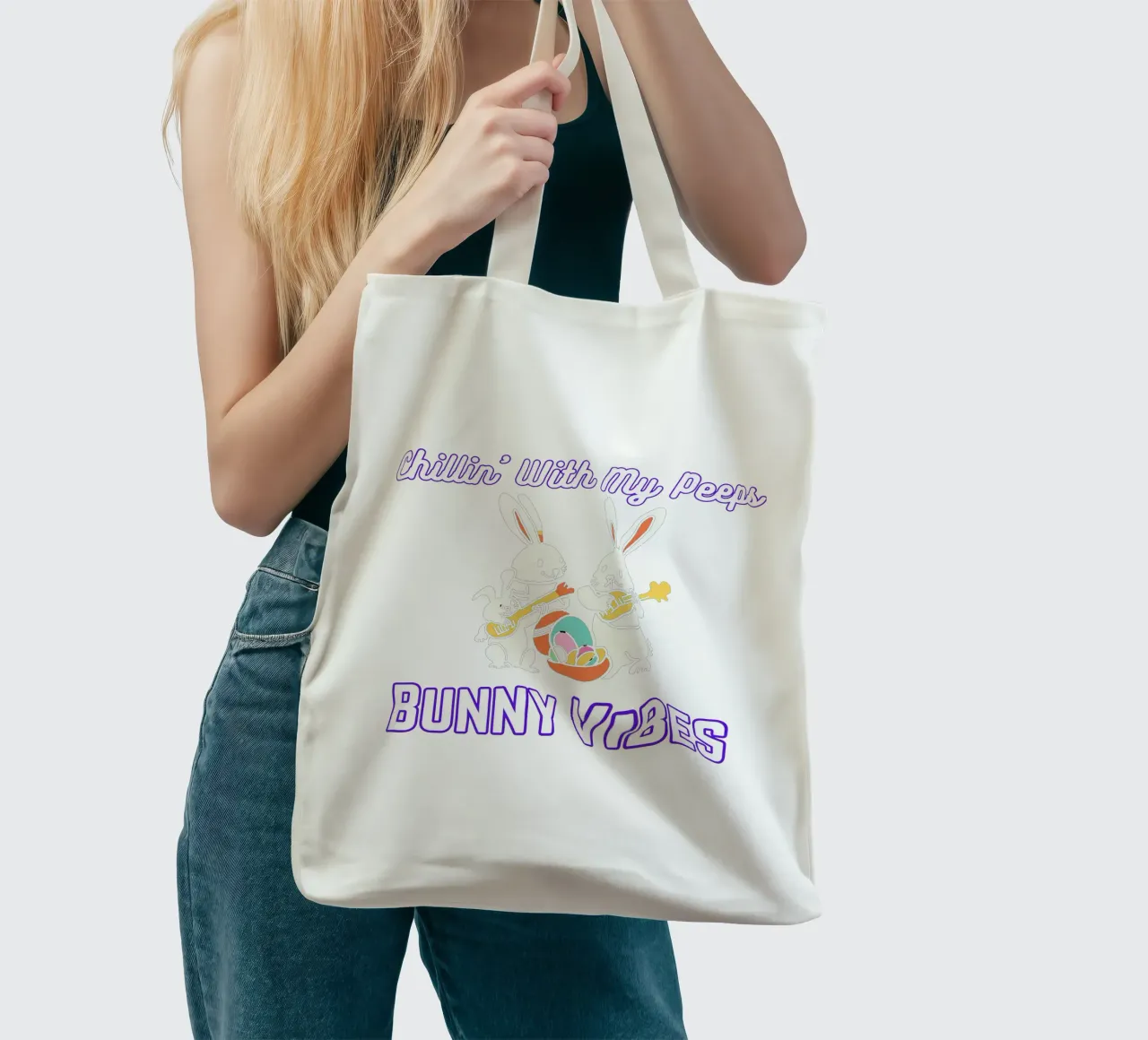 Chillin' with My Peeps Hop into Bunny Vibes All Day tote bag de Lionandlamb