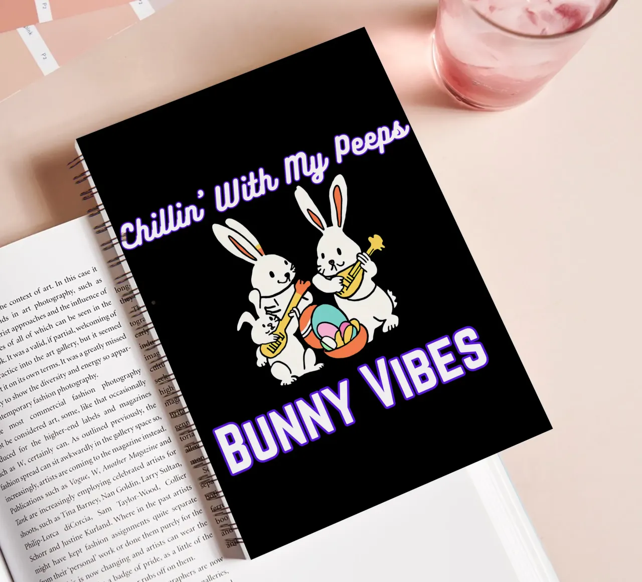 Chillin' with My Peeps Hop into Bunny Vibes All Day spiral notebook by Lionandlamb