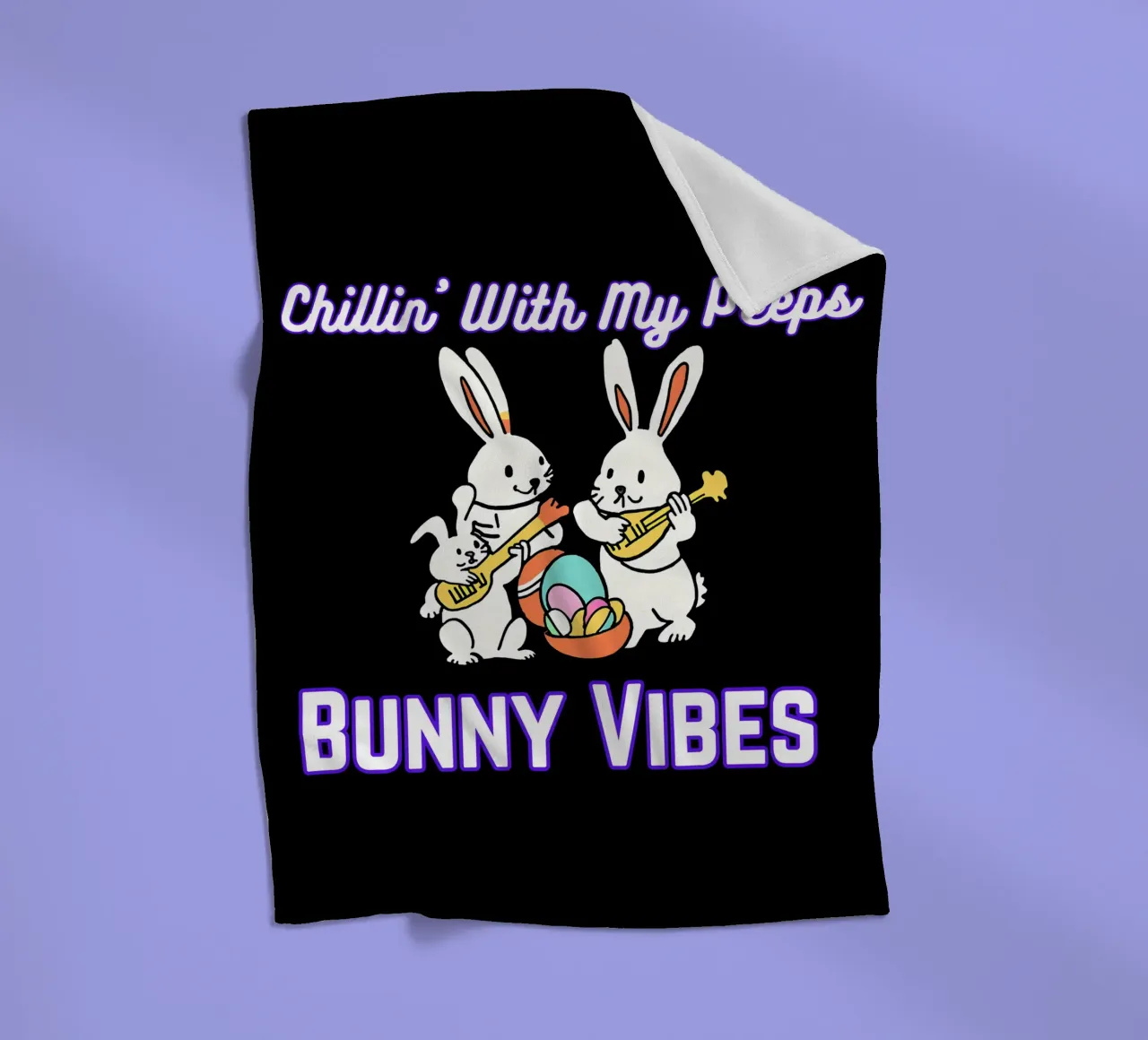 Chillin' with My Peeps Hop into Bunny Vibes All Day fleece blanket by Lionandlamb