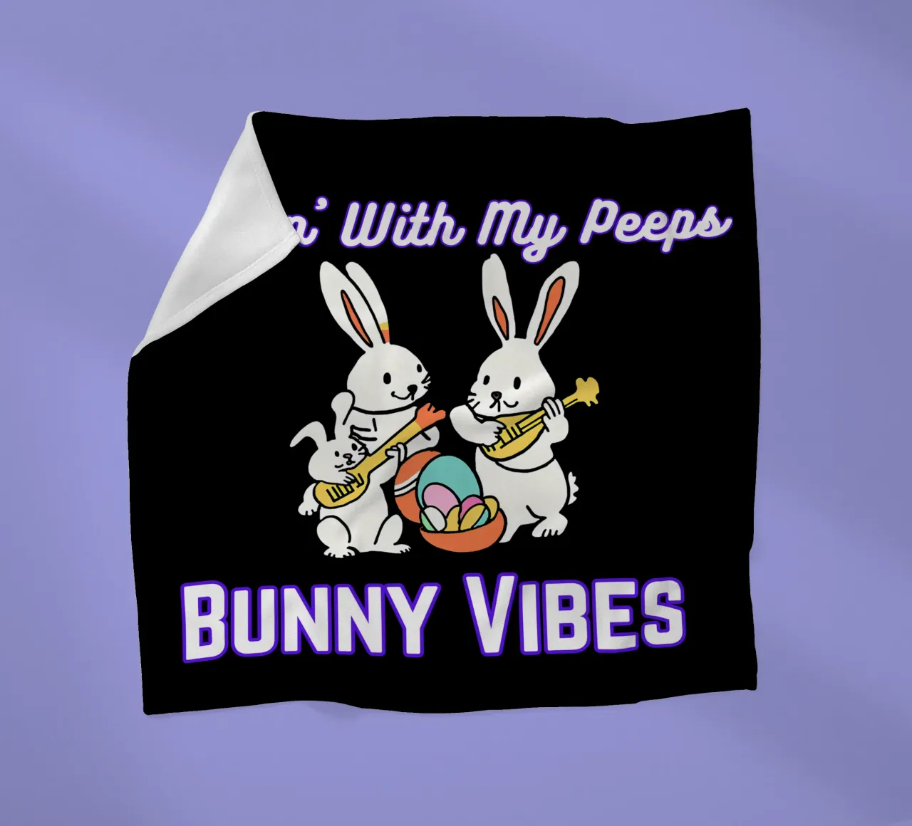 Chillin' with My Peeps Hop into Bunny Vibes All Day fleece blanket by Lionandlamb