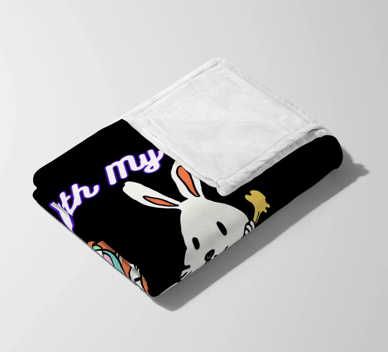 Chillin' with My Peeps Hop into Bunny Vibes All Day fleece blanket by Lionandlamb