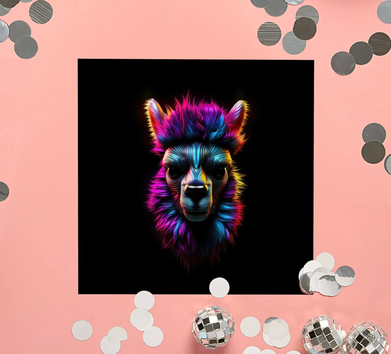 Neon Glowing Alpaca sticker by Animal Portraits