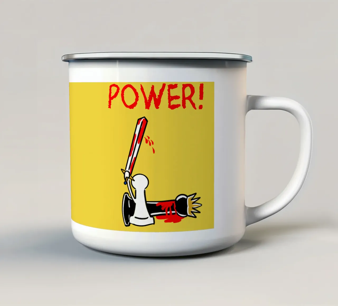 Scacchi Pedone assassino Umorismo nero Design sarcastico tazza in smalto da sillyindustries