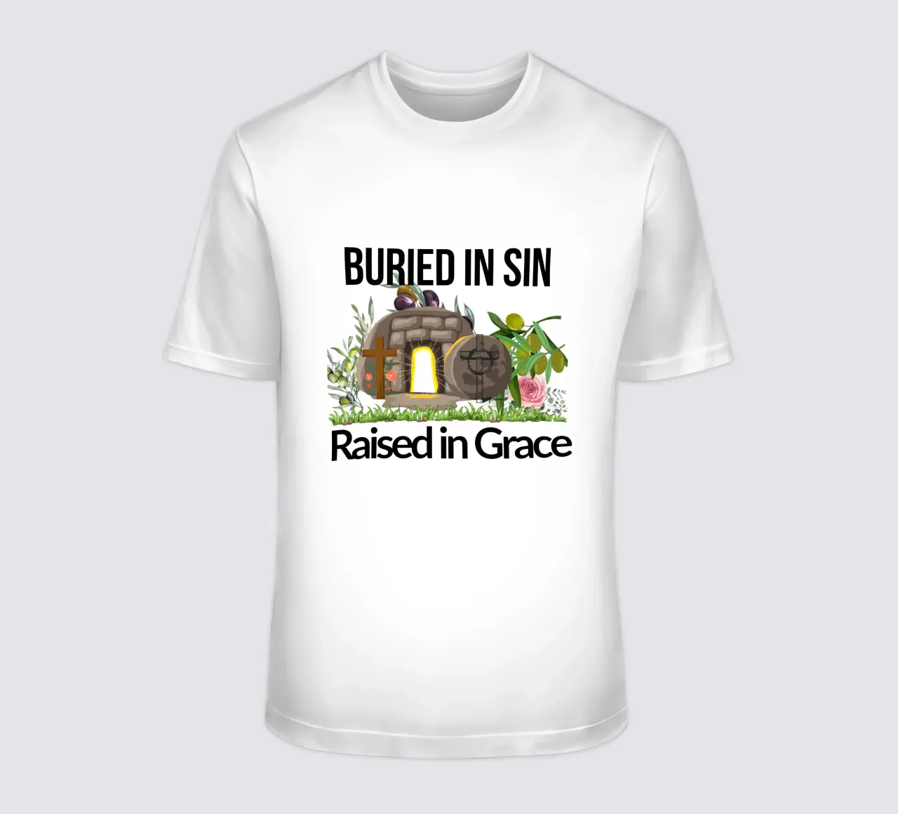 Enterré dans le péché, ressuscité dans la grâce Transformé par une vie nouvelle t-shirt de Lionandlamb
