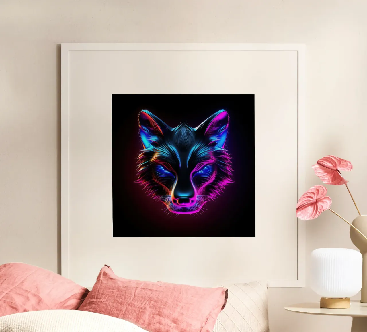 Neon leuchtender Polarfuchs Hahnemühle von Animal Portraits