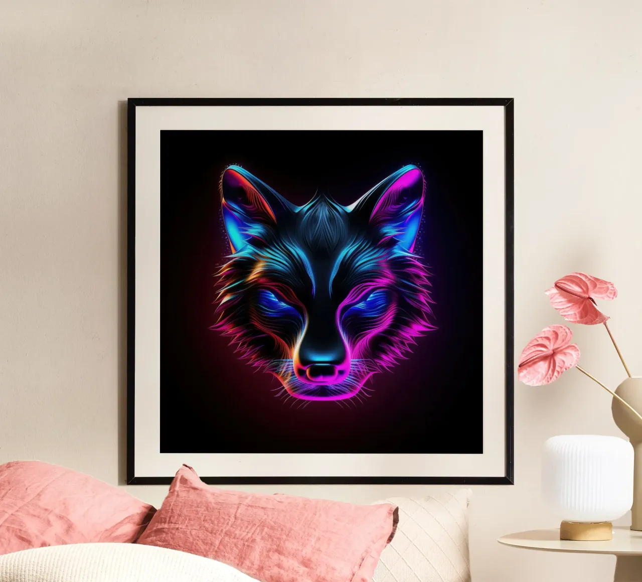 Neon leuchtender Polarfuchs Hahnemühle von Animal Portraits