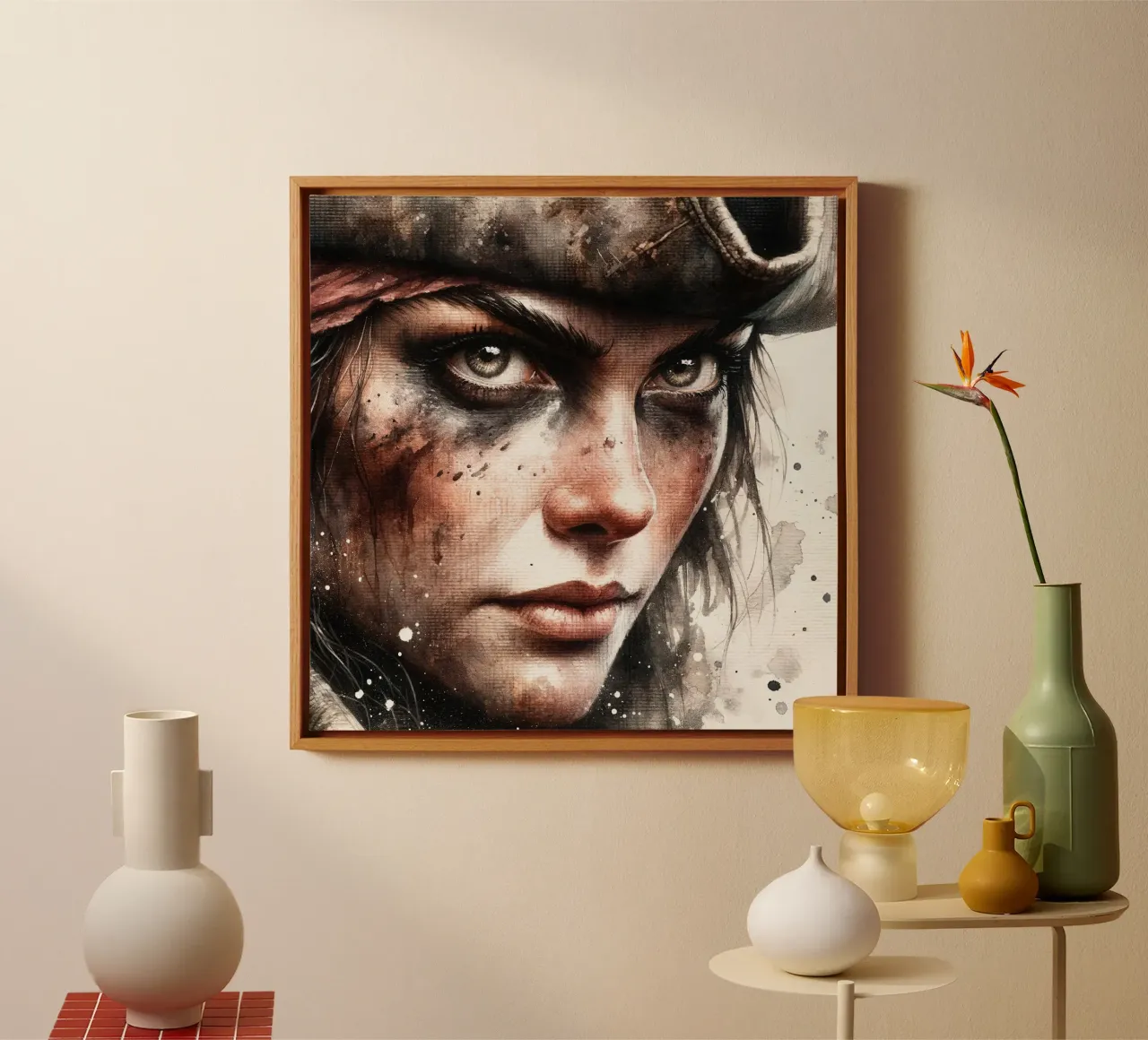 Felle Piratenvrouw canvas met Baklijst van Chromatic Fusion Studio