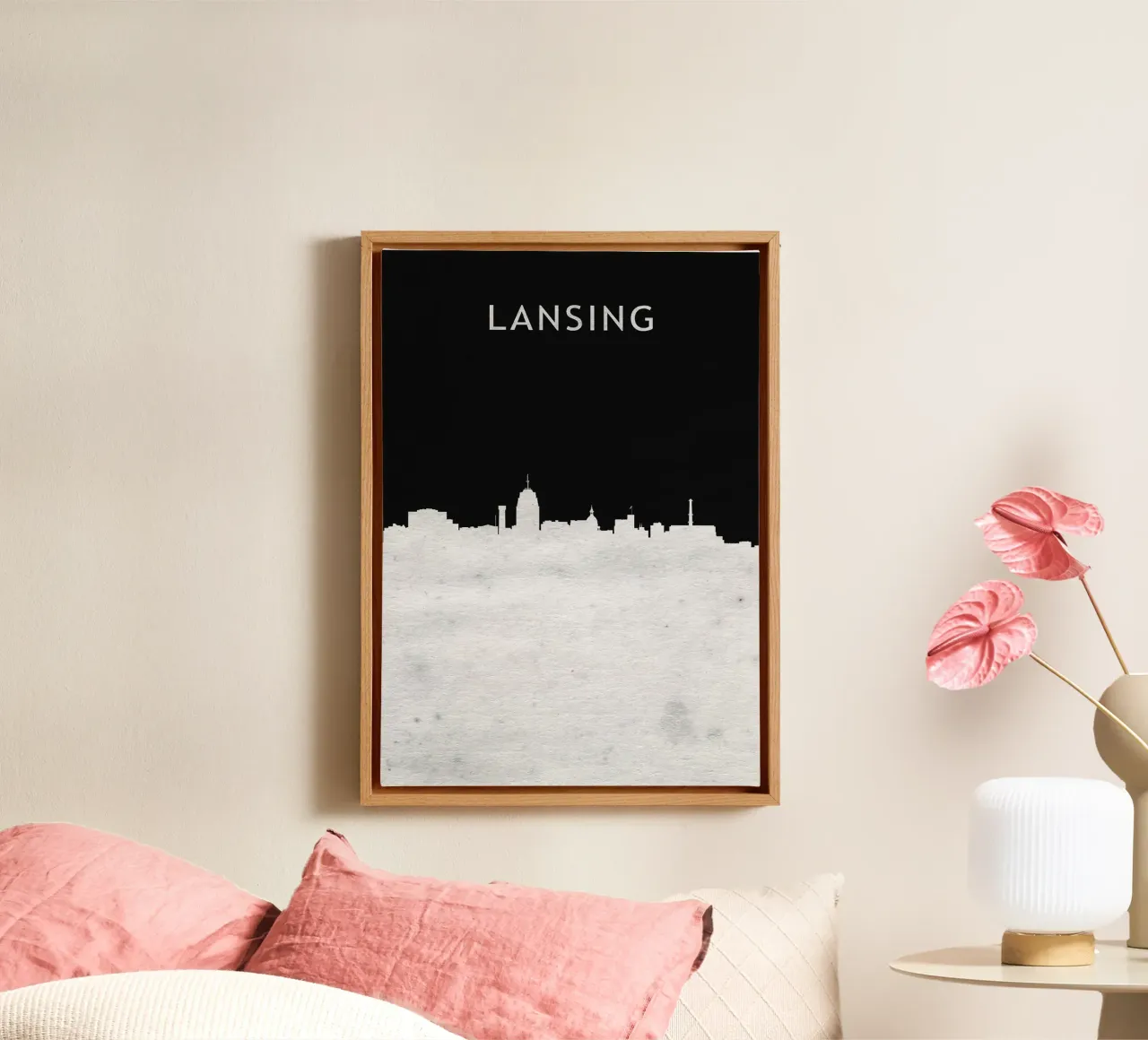 Lansing Michigan canvas met Baklijst van Travelstudio