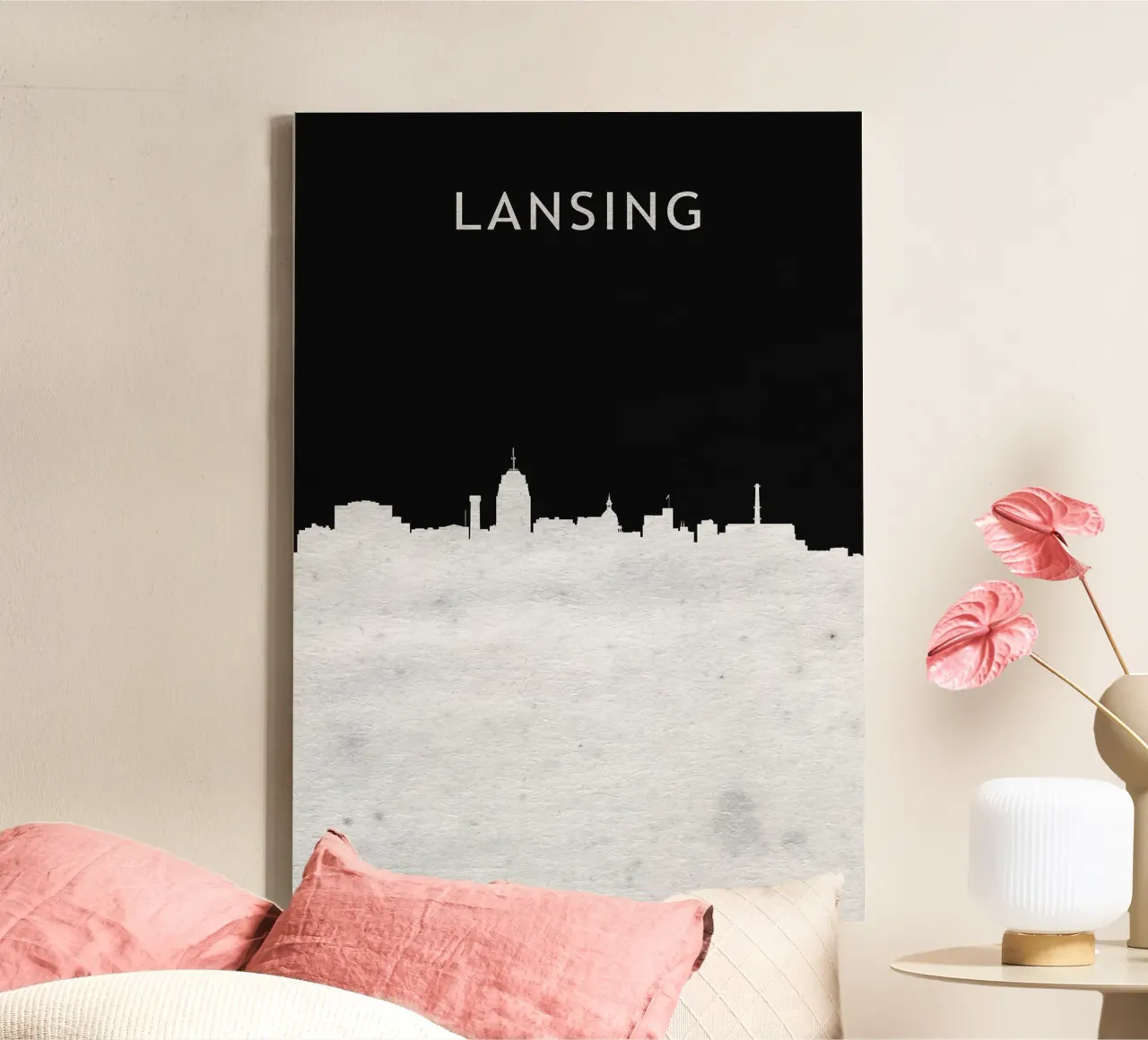 Lansing Michigan canvas met Baklijst van Travelstudio