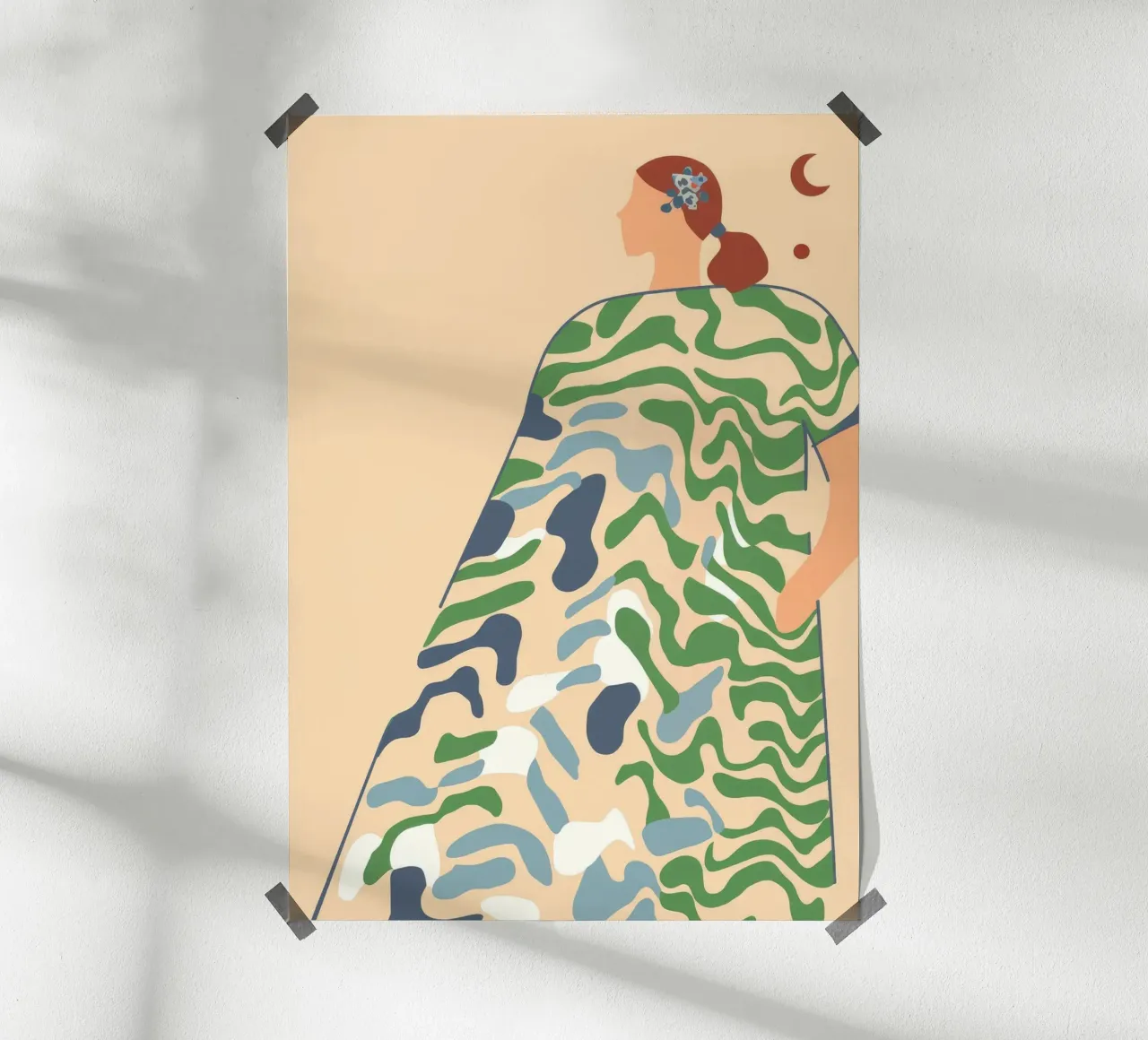 Gemusterter Kleid-Look Poster mit Holzrahmen von Kamera Obskura