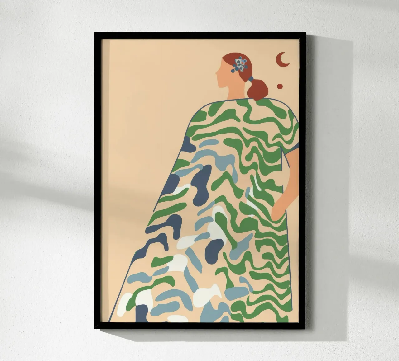 Gemusterter Kleid-Look Poster mit Holzrahmen von Kamera Obskura