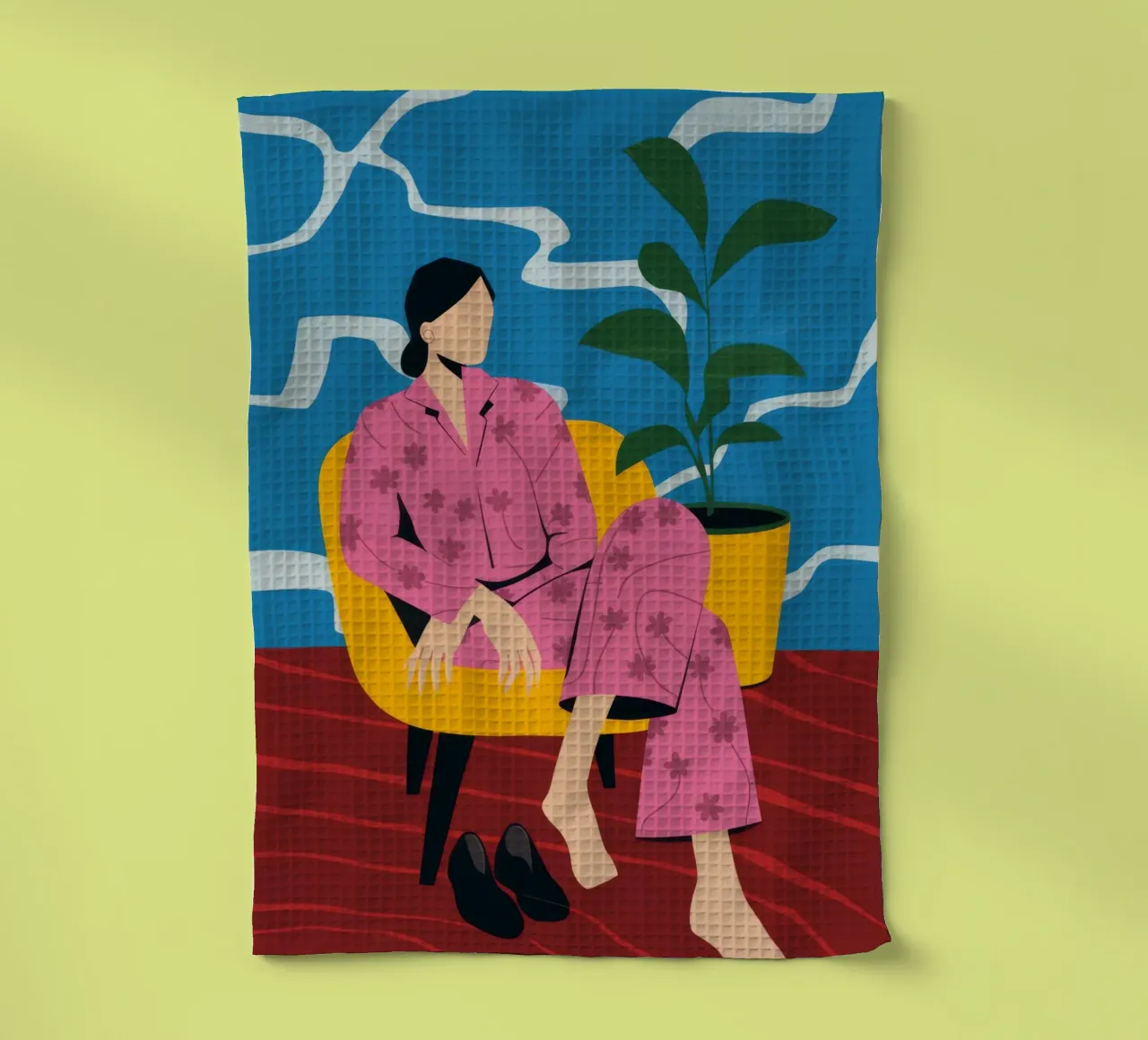 Sedia con abito rosa canovaccio da cucina da Kamera Obskura