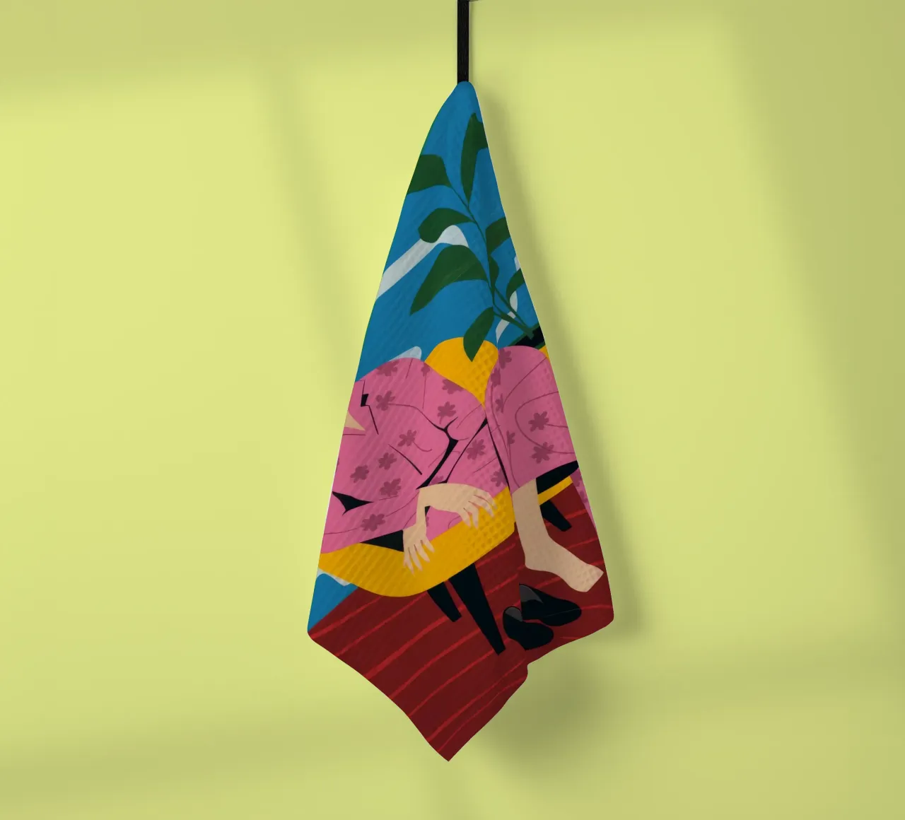Sedia con abito rosa canovaccio da cucina da Kamera Obskura