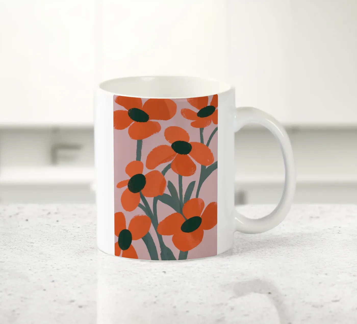 Orange Flowers Pattern ceramic mug by Kamera Obskura